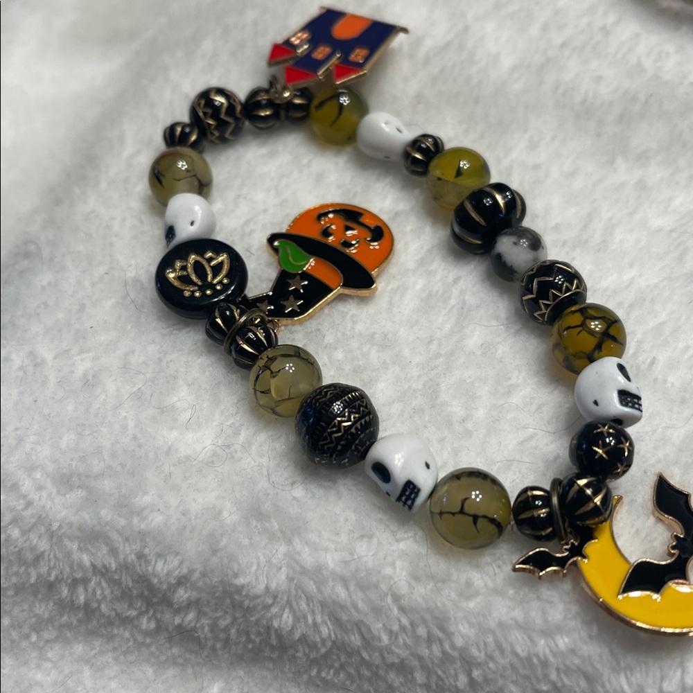 Colorful Beaded Halloween Charm Bracelet